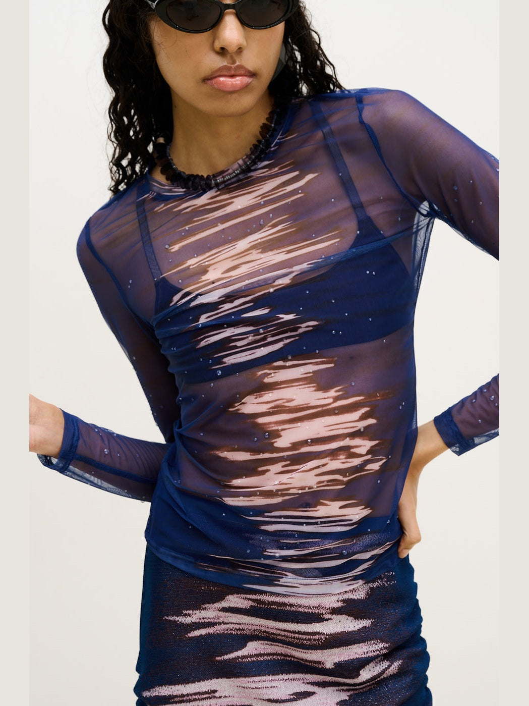 Betta mesh crewneck top