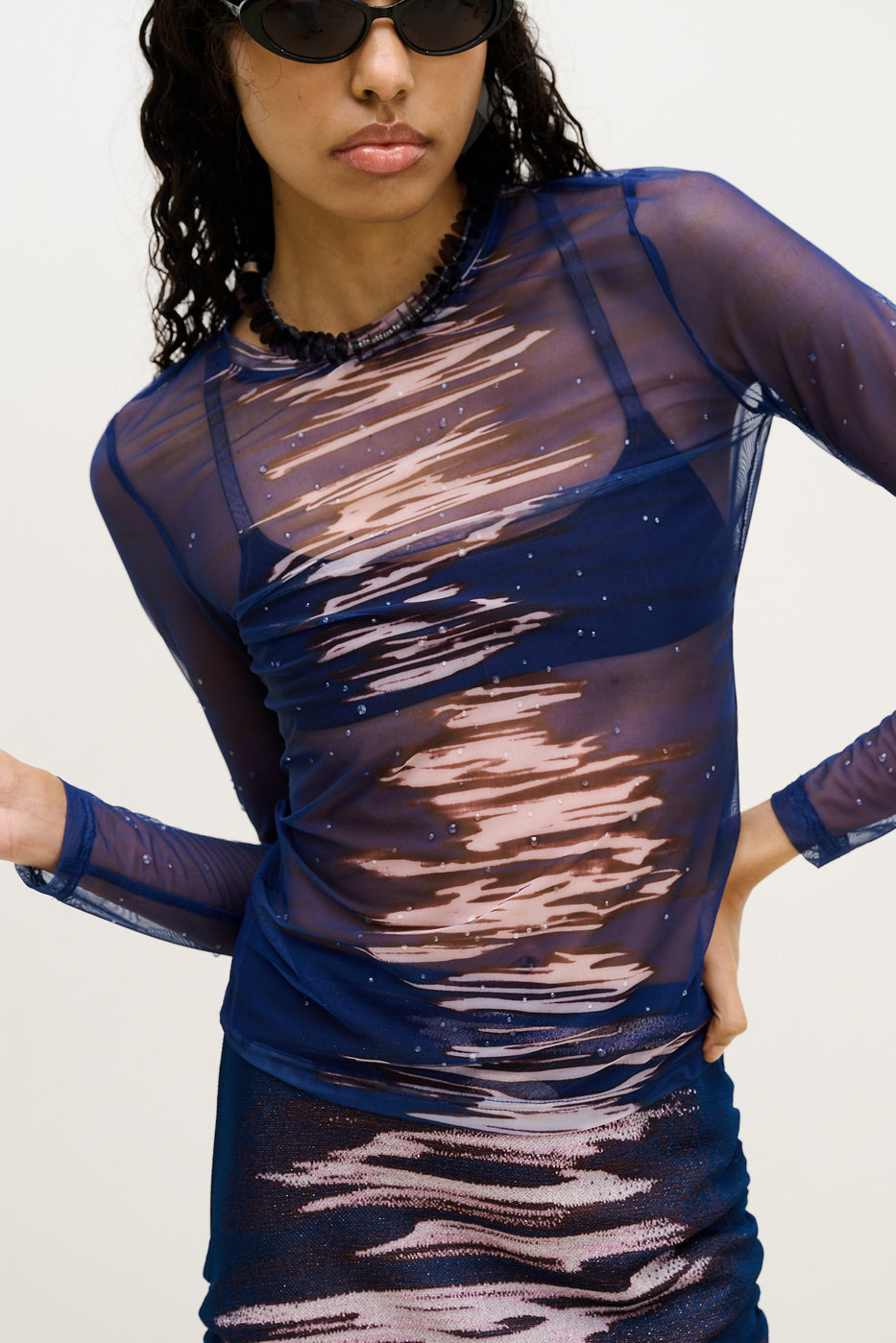 Betta mesh crewneck top