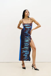 Iris ocean print maxi tank dress