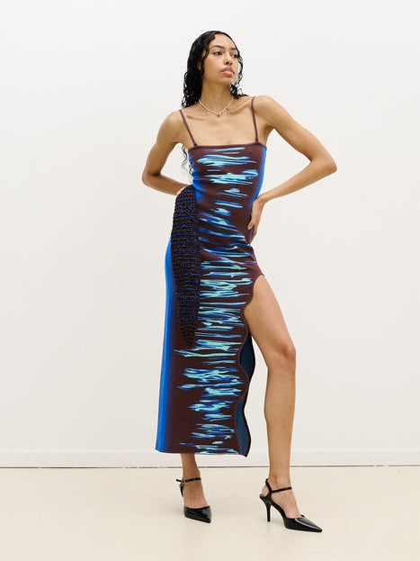 Iris ocean print maxi tank dress