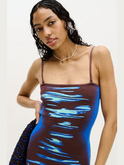 Iris ocean print maxi tank dress