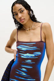 Iris ocean print maxi tank dress