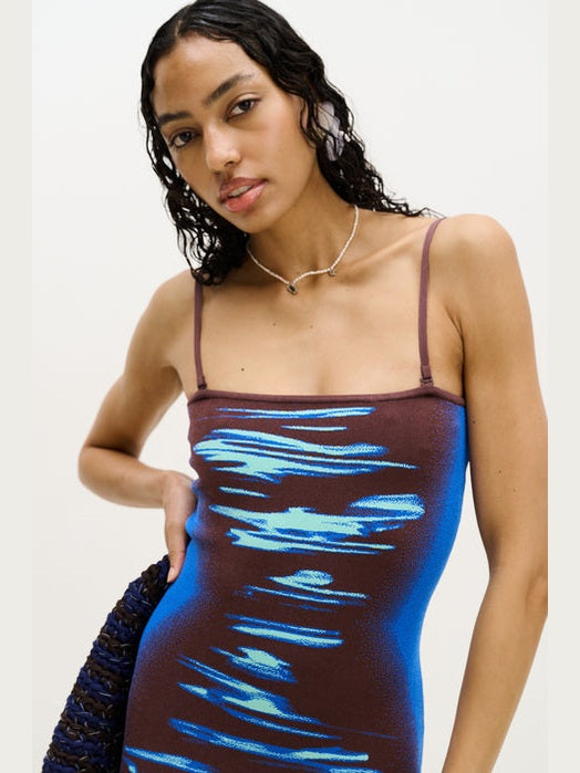 Iris ocean print maxi tank dress