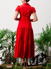 SCARLET POPLIN DRESS