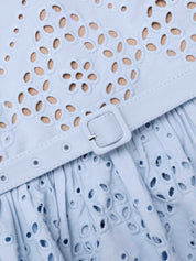 Blue Cotton Broderie Top