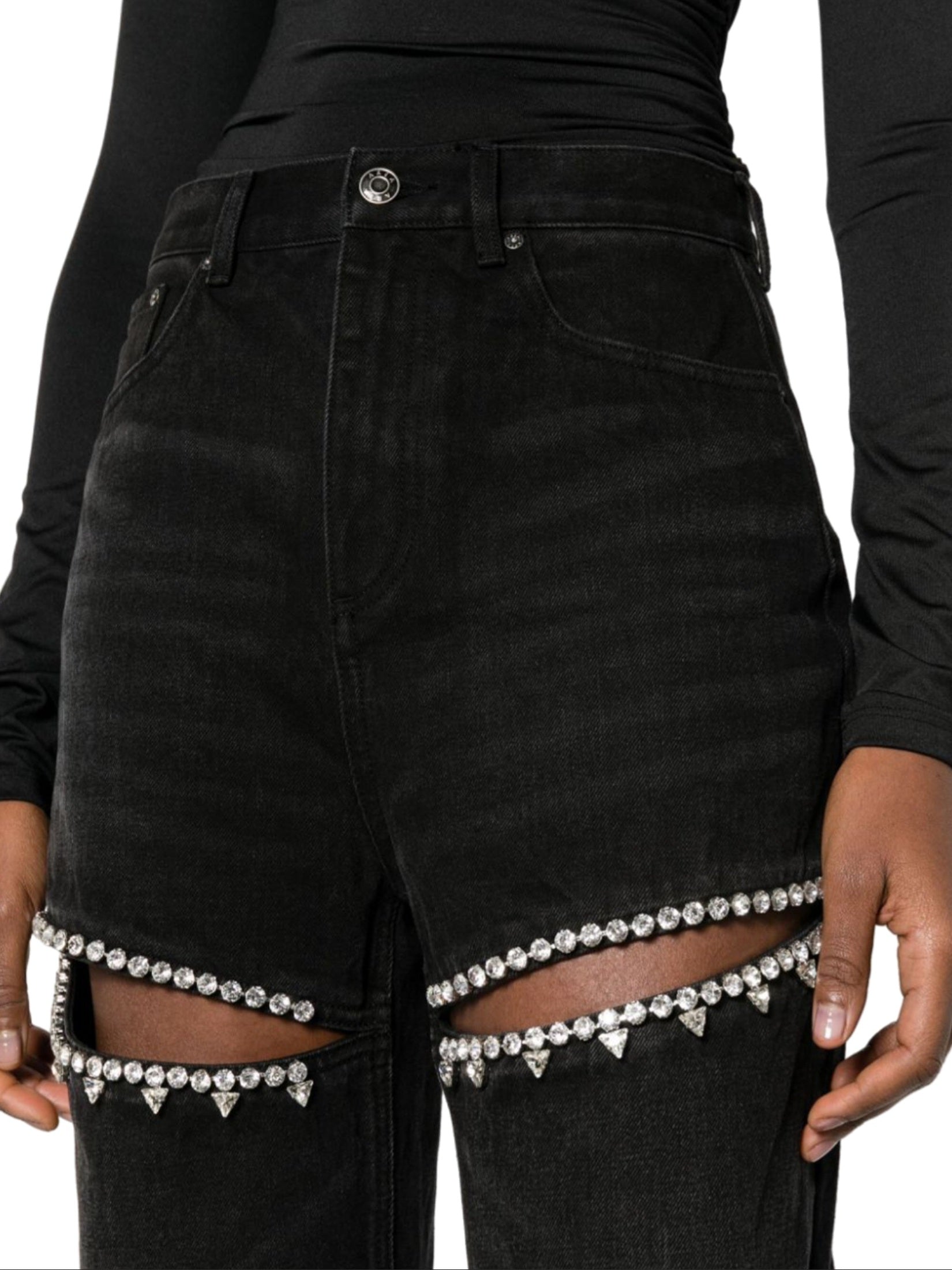 Crystal slit jean