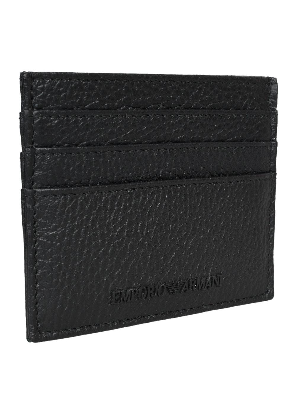 Emporio armani logo-embossed leather cardholder and keyring