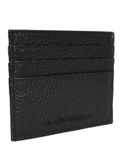 Emporio armani logo-embossed leather cardholder and keyring