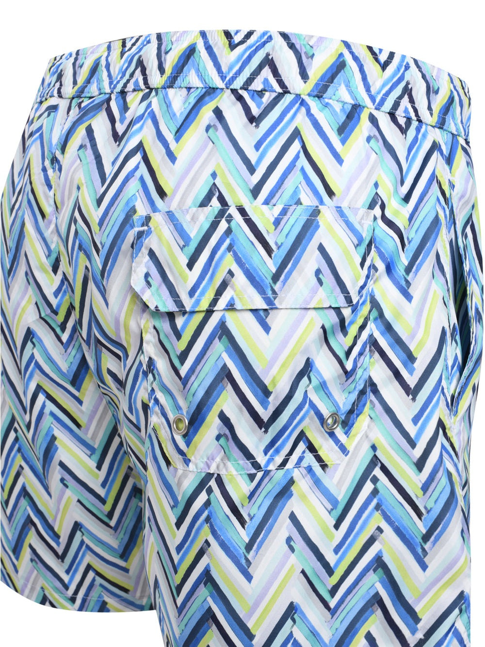 Swimwear boxer style zigzag print brush stroke effect