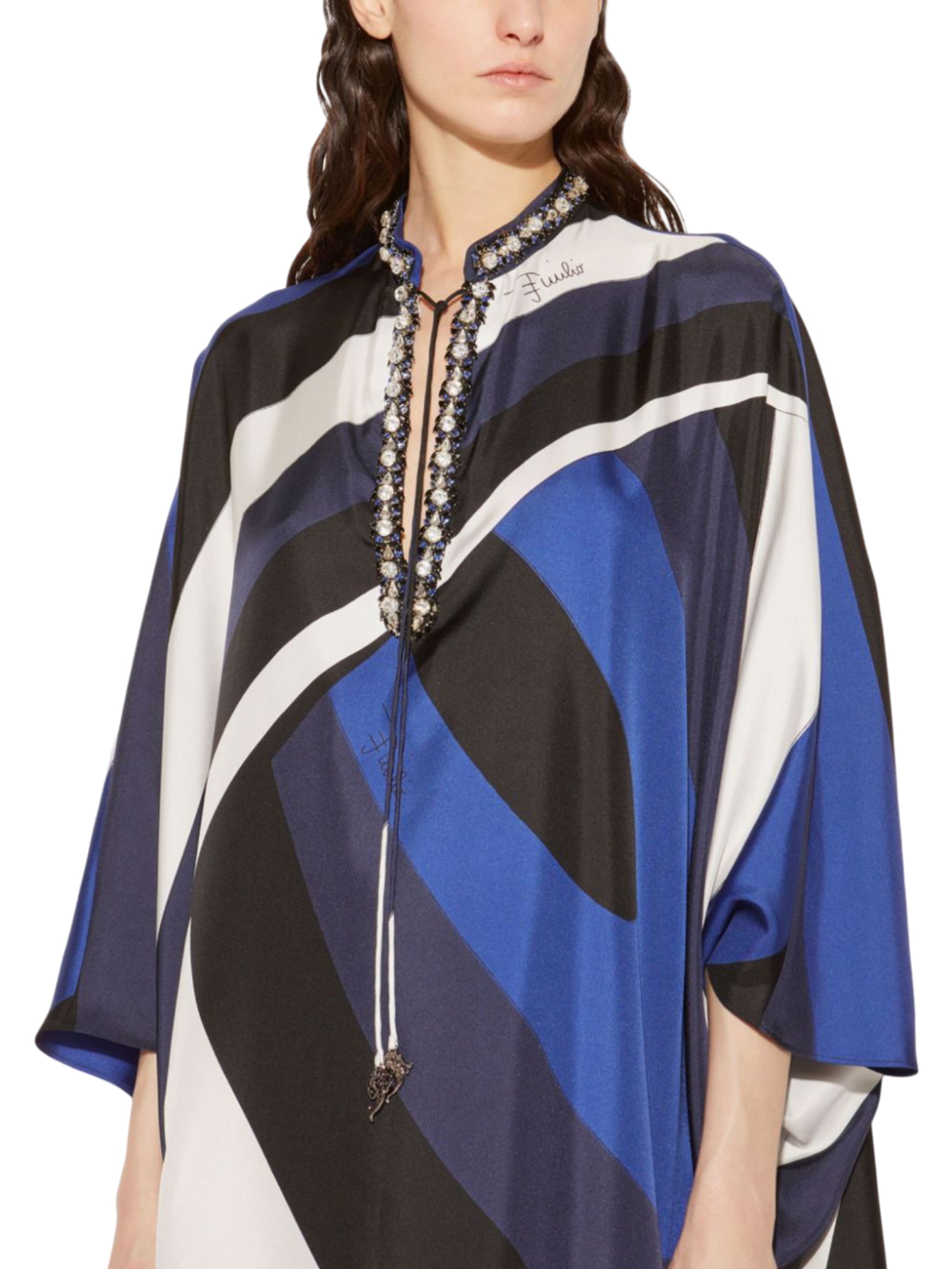 Iride-Print Silk-Twill Kaftan