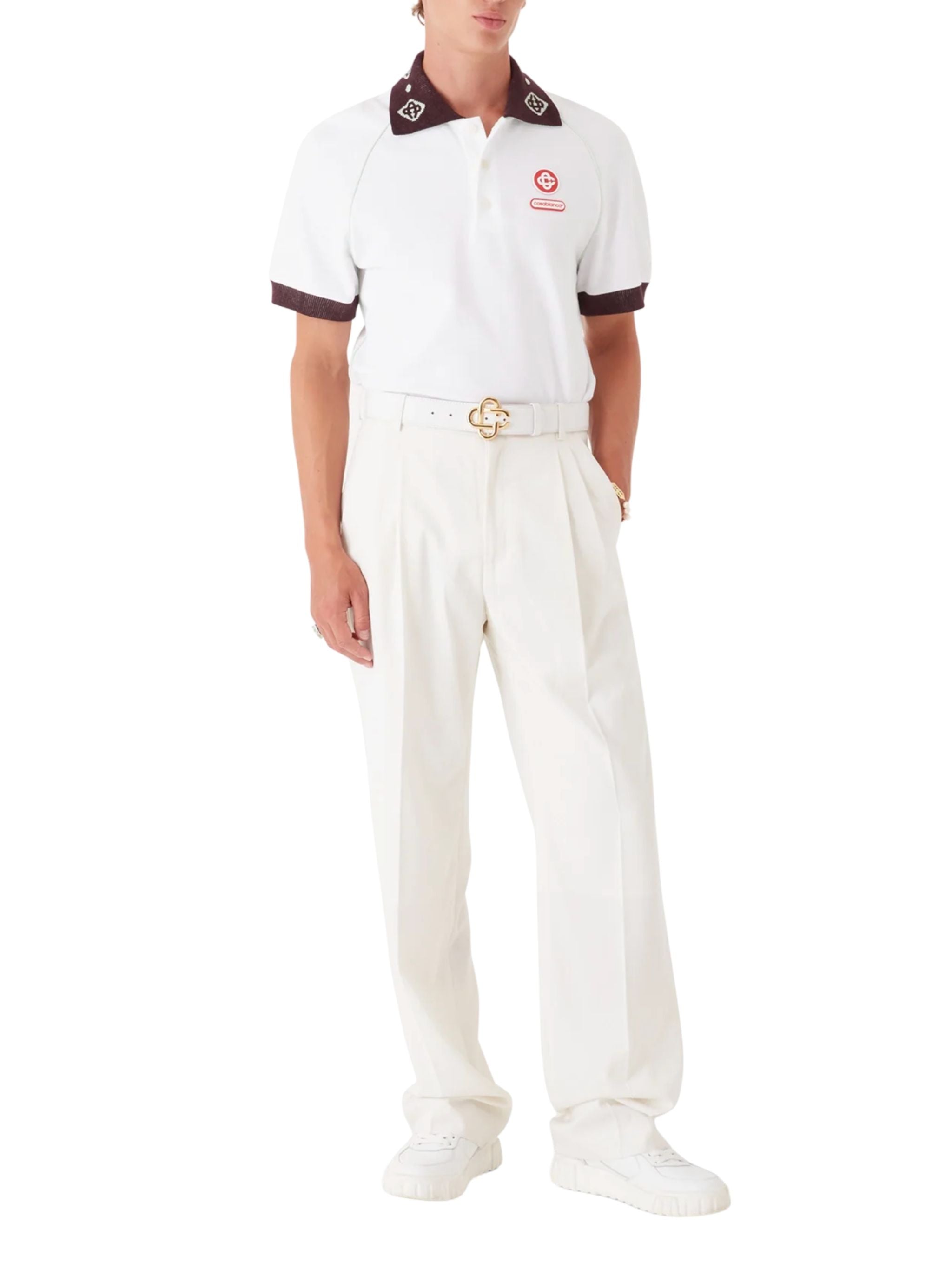 CHENILLE COLLAR WHITE RAGLAN POLO