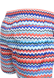 Swimming trunks in zigzag print nylon