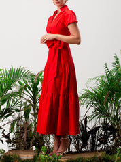 SCARLET POPLIN DRESS