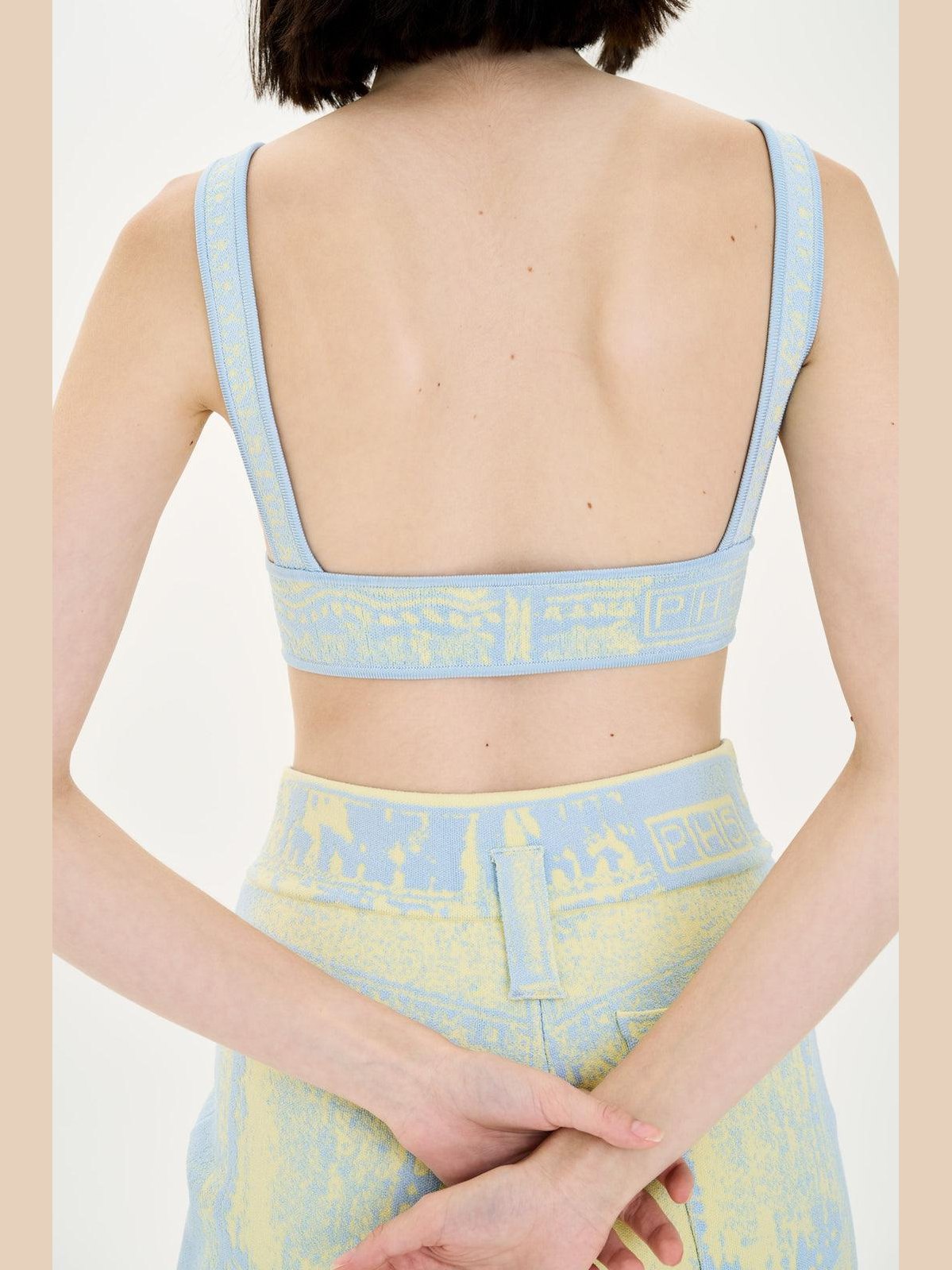 Longan fake denim bra top