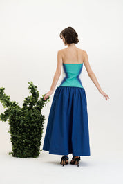 Almond mixed media tube dress