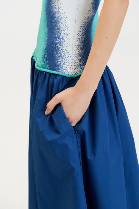 Almond mixed media tube dress