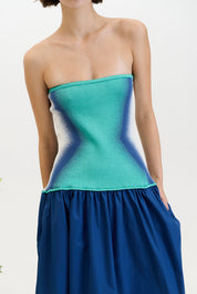 Almond mixed media tube dress