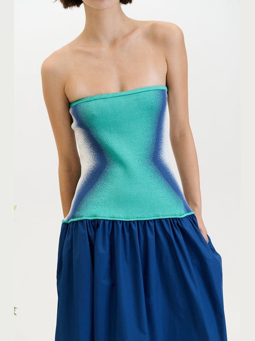 Almond mixed media tube dress