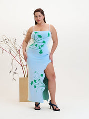Iris flower print maxi tank dress