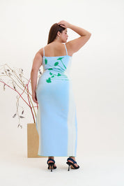 Iris flower print maxi tank dress