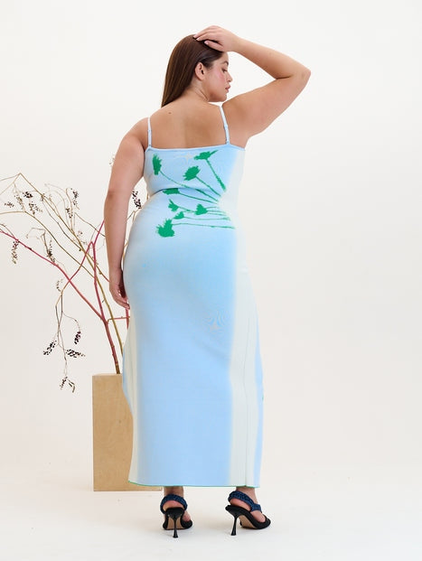 Iris flower print maxi tank dress