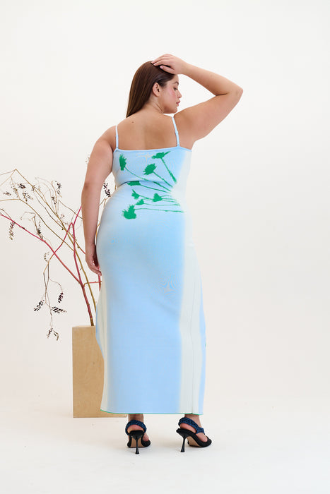 Iris flower print maxi tank dress