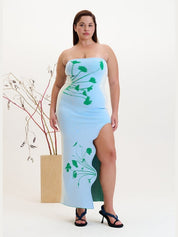 Iris flower print maxi tank dress