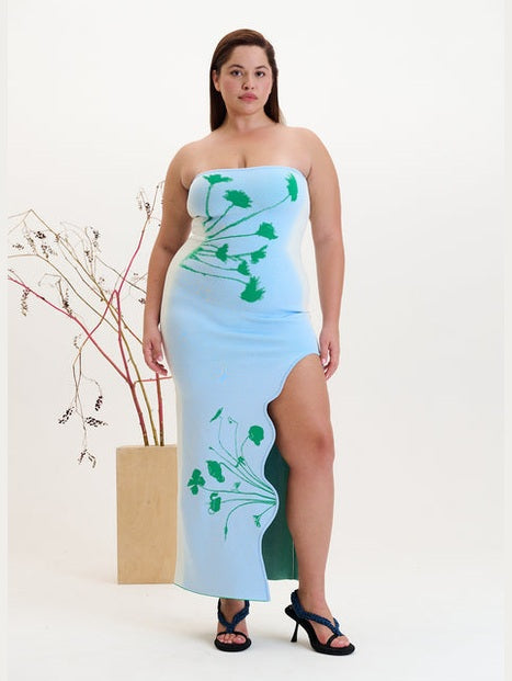 Iris flower print maxi tank dress