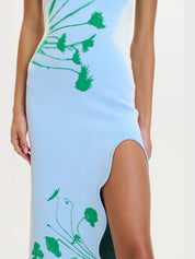 Iris flower print maxi tank dress