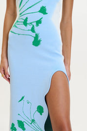 Iris flower print maxi tank dress