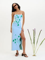 Iris flower print maxi tank dress