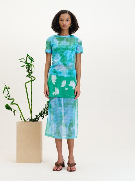 Nori flower print mesh t