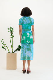 Nori flower print mesh t