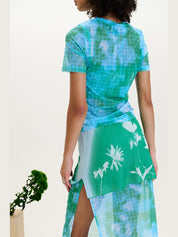 Nori flower print mesh t