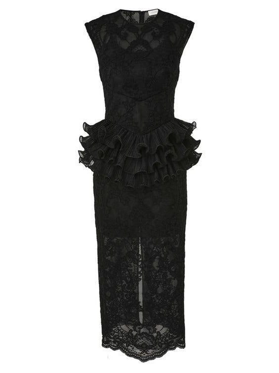 Crush lace frill midi dress