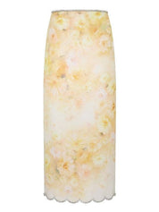 Crush scalloped midi skirt