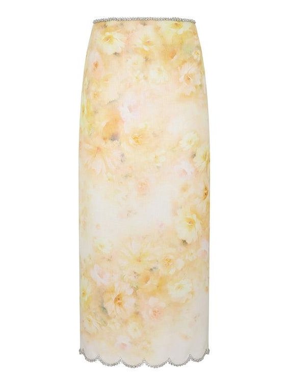 Crush scalloped midi skirt