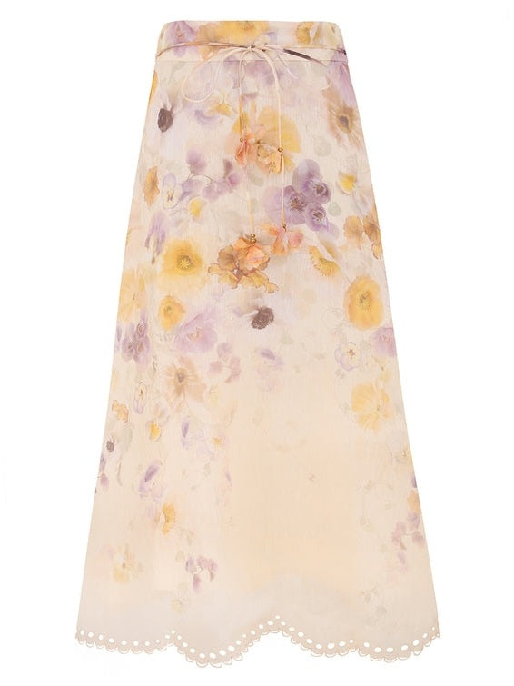 Memento embroidered midi skirt