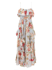 Roselight frill maxi dress
