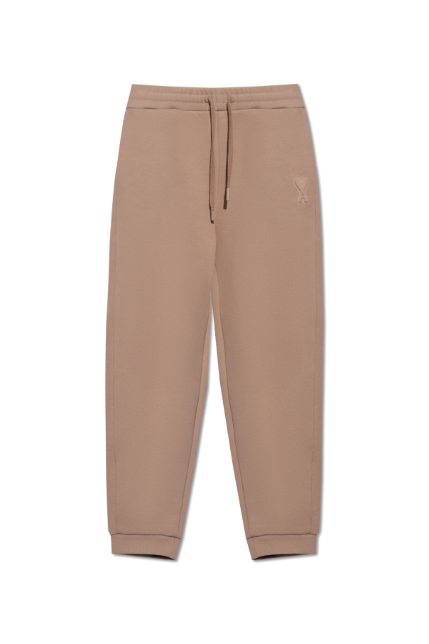 AMI ALEXANDRE MATTIUSSI BROWN SWEATPANTS WITH LOG