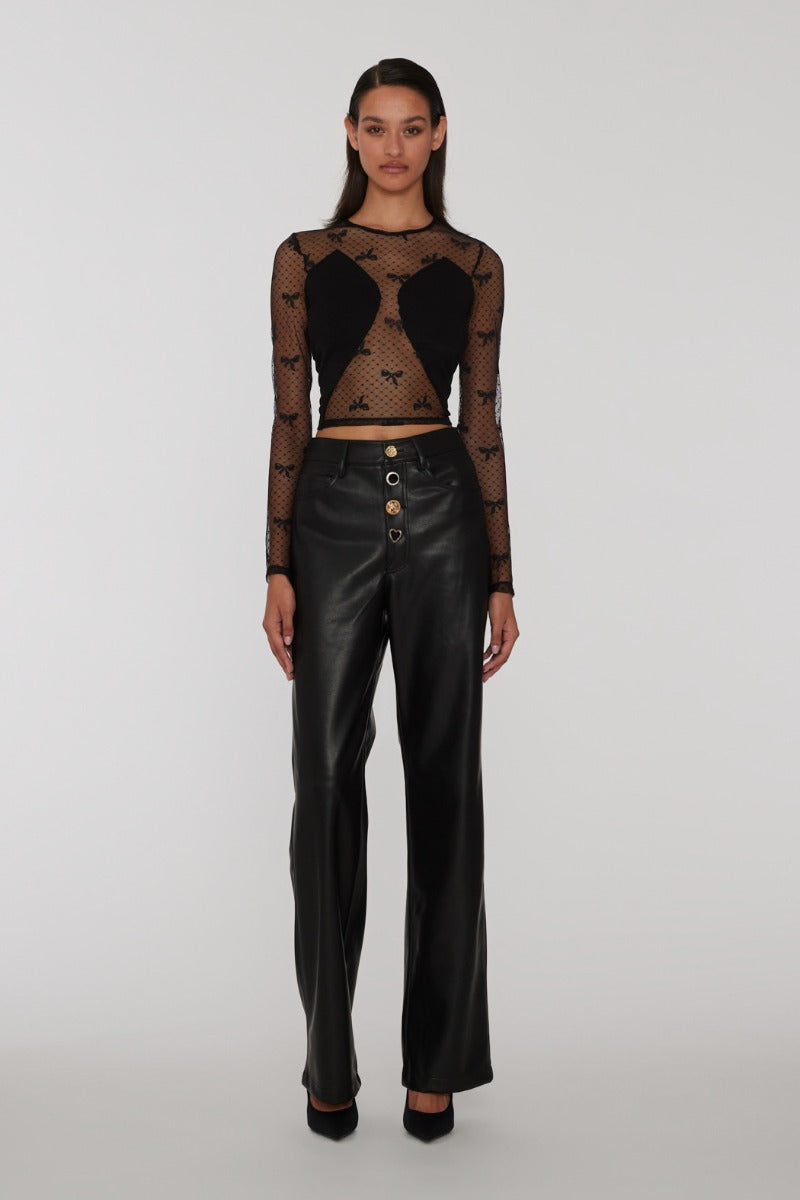 EMBELLISHED BUTTON PANTS BLACK