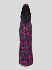 Sequins halterneck dress pink print