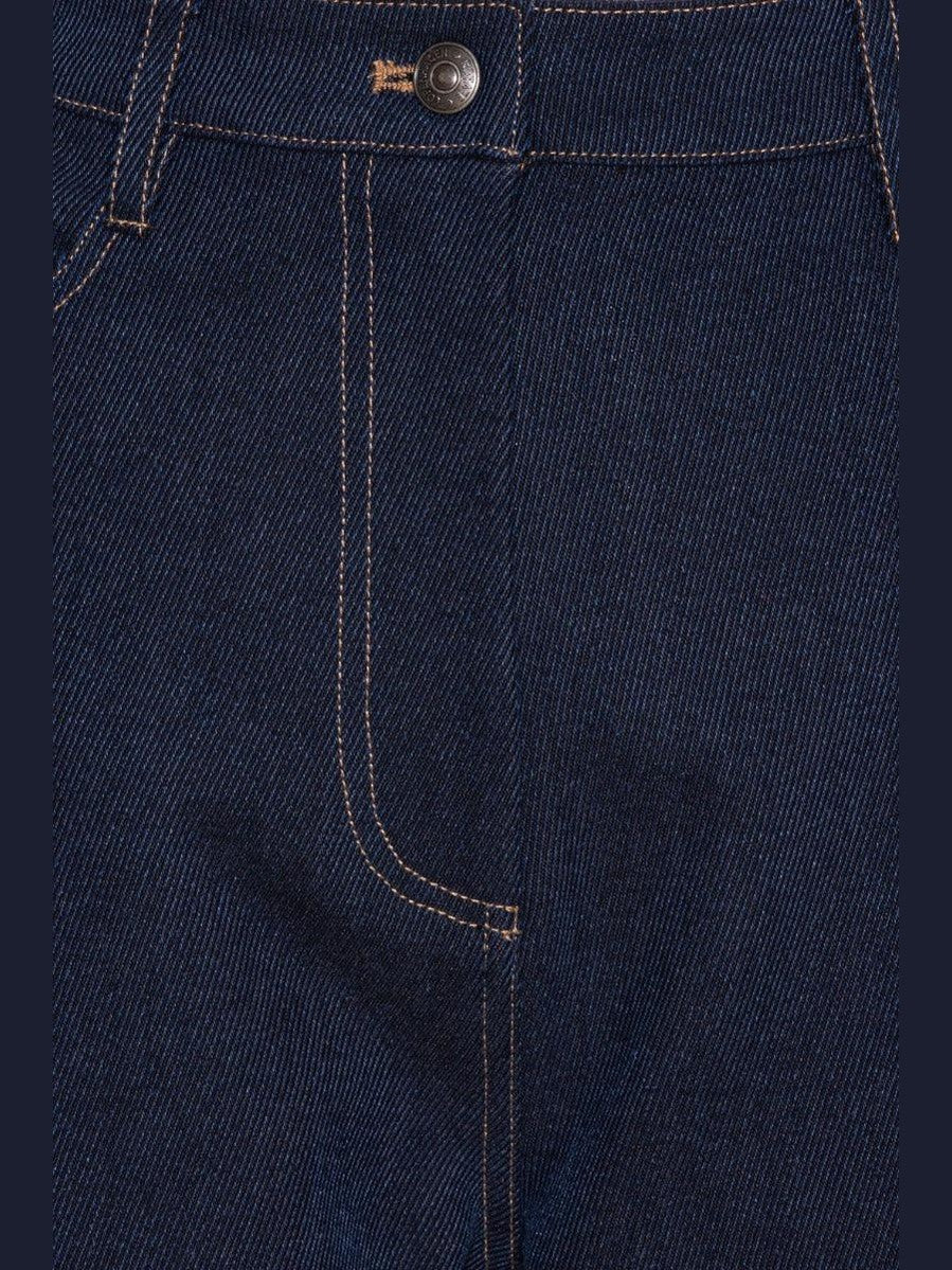 Stretchy straight pants dark blue denim