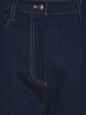 Stretchy straight pants dark blue denim