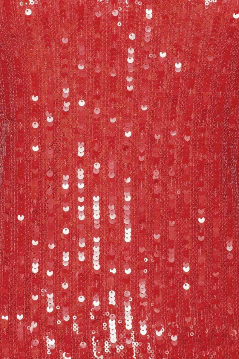 SEQUINS LS V-NECK TOP