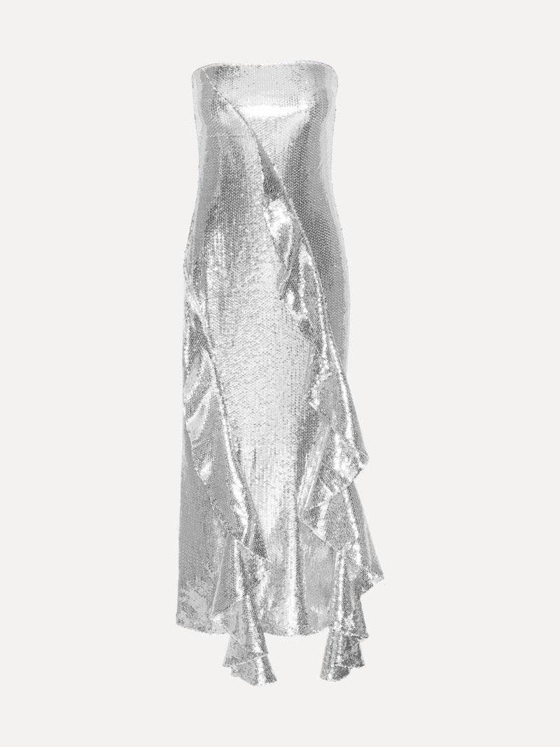 Sequin maxi ruffle dress