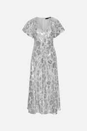 SEQUIN CHIFFON MIDI DRESS