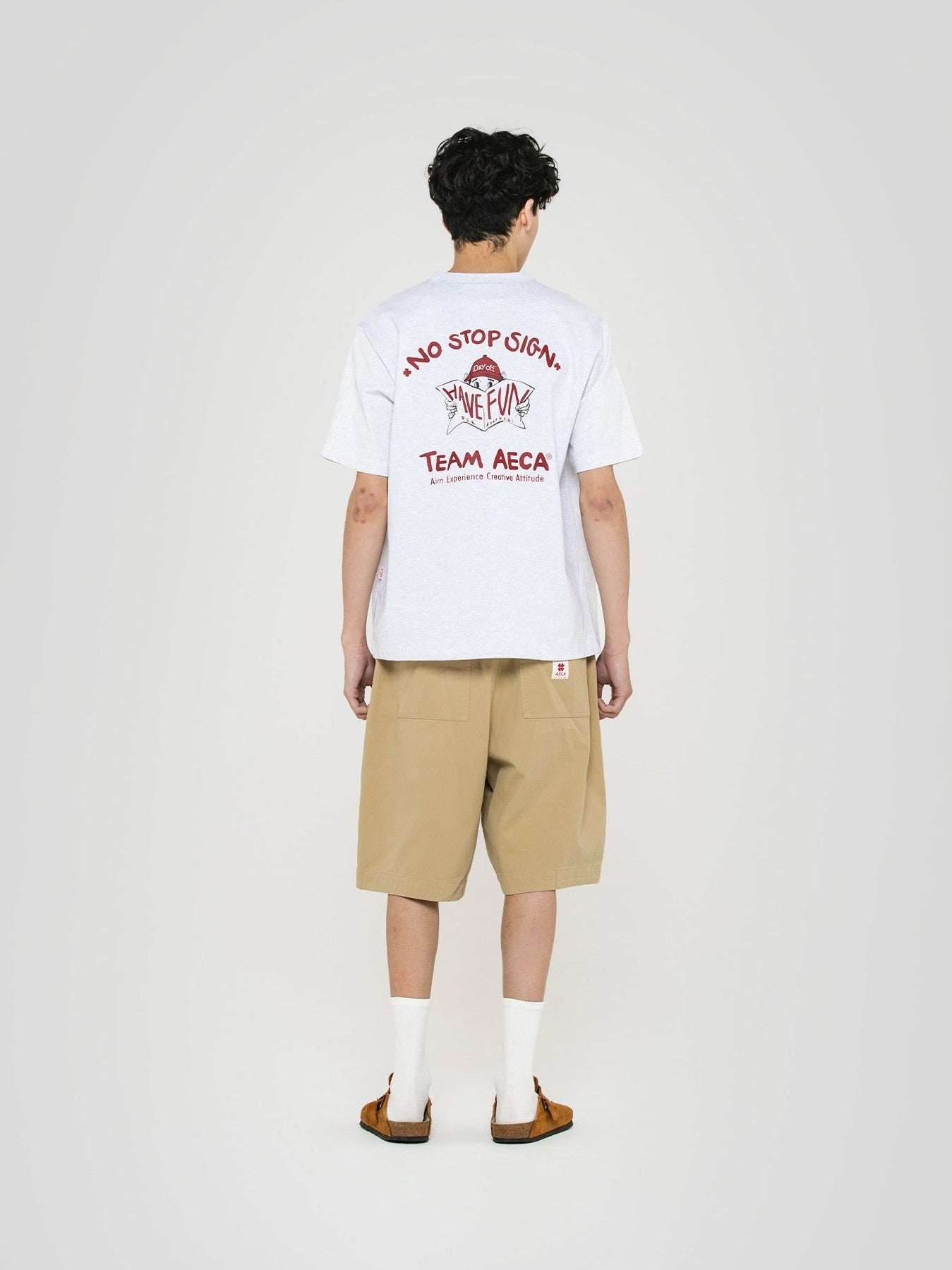 Team work half sleeve-light grey