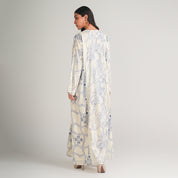 BLUE PRINTED MODAL DRESS WITH SCARF