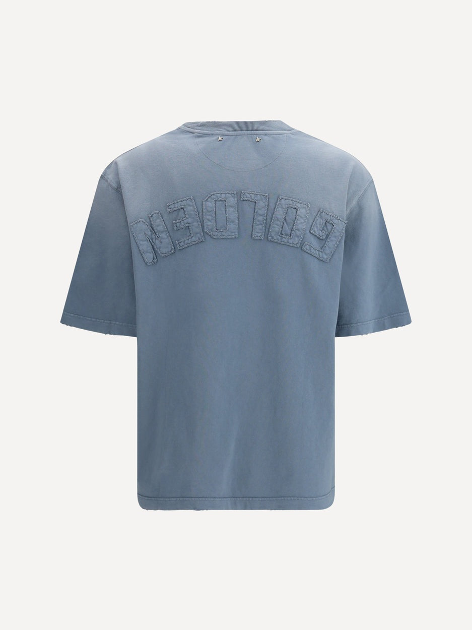Relaxed fit t-shirt faded cotton jersey logo patch